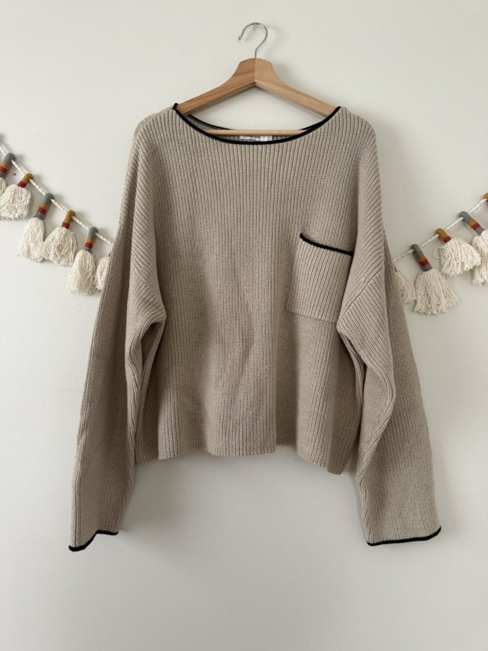 Mod Ref Oversized Chunky Knit Slouchy Pullover Sweater Neutral Feminine XXL